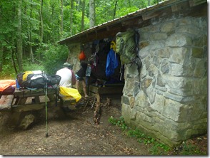 We beat the rain to Trimpi Shelter