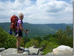 Lexi on rock outcropping on Sugar Run Mtn